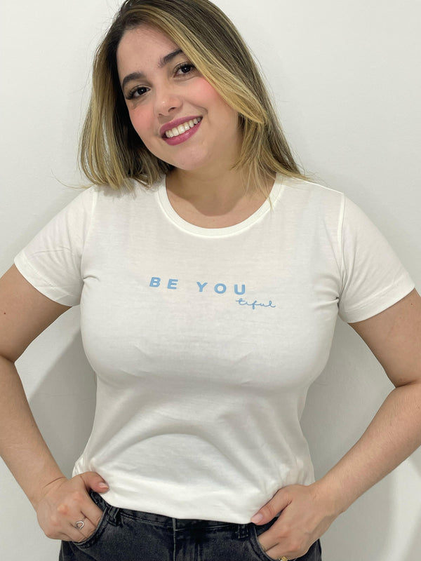 Camiseta Be You – Branca Estampa Azul