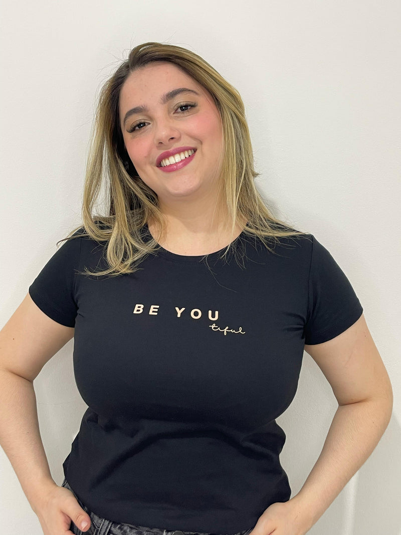 Camiseta Be You – Preto Estampa Marrom