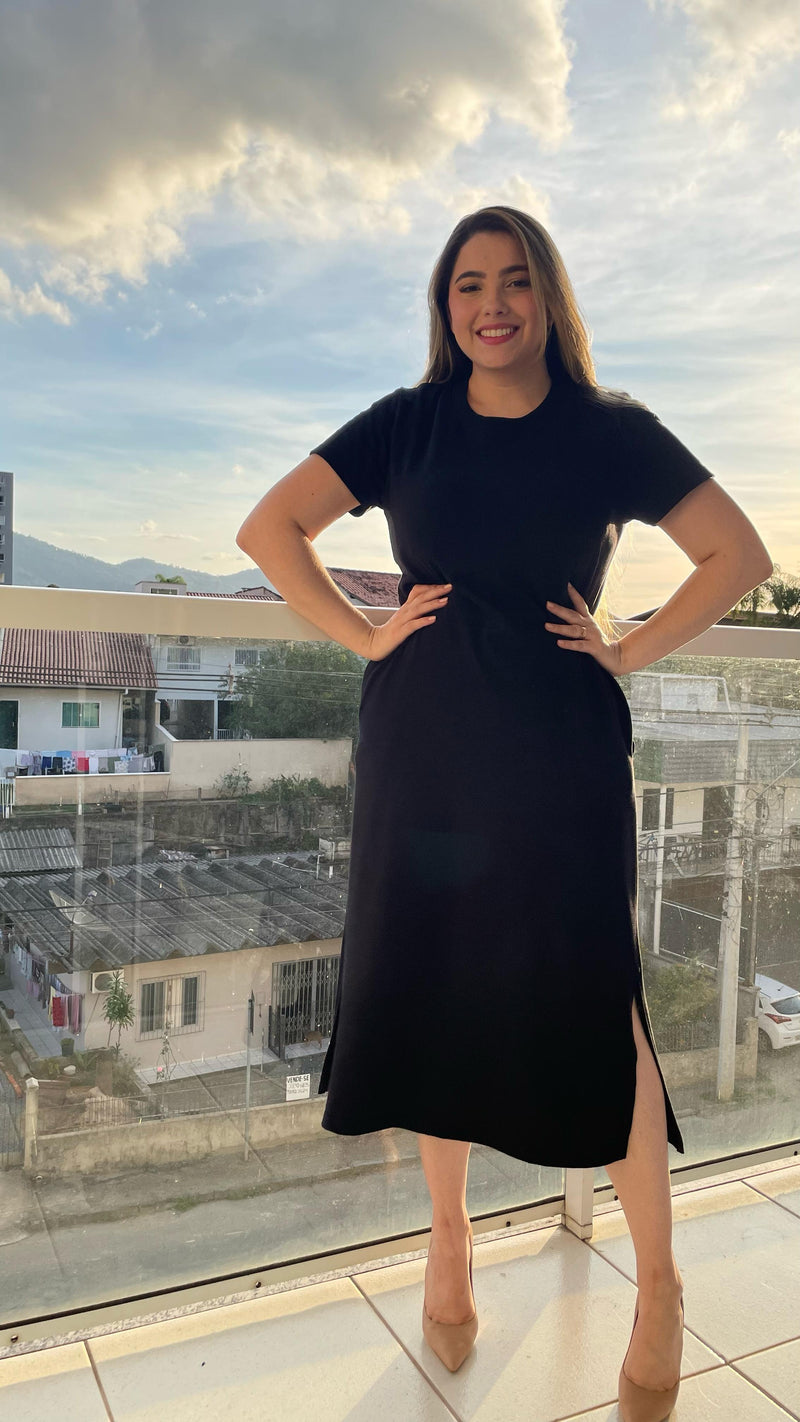 Vestido Longo Preto Casual – Básico Chic