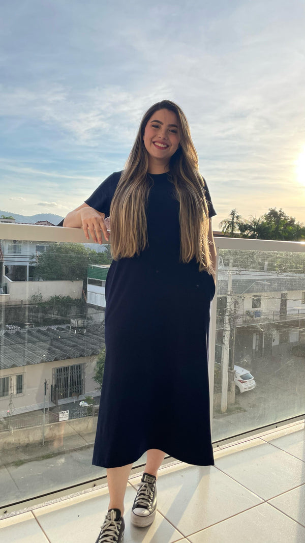 Vestido Longo Preto Casual – Básico Chic