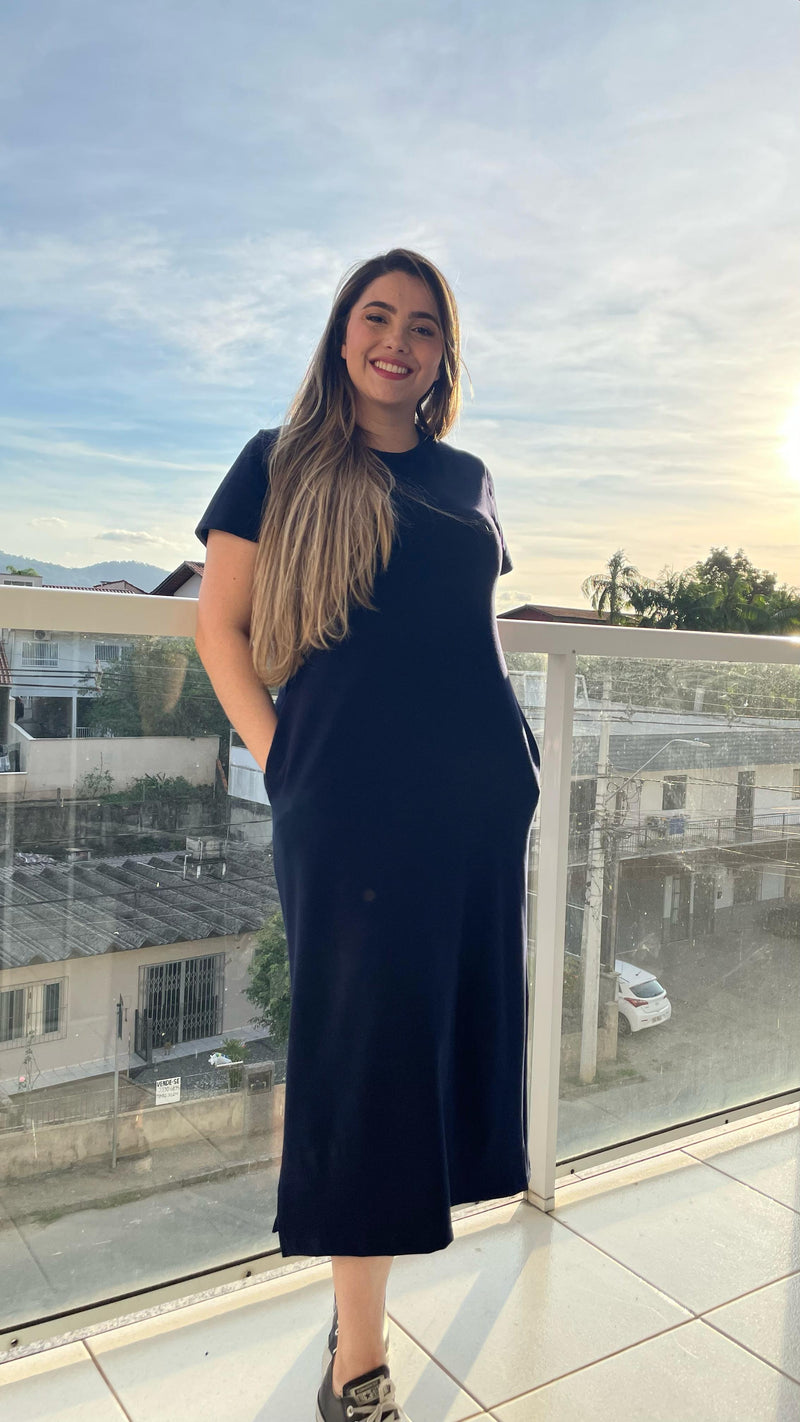Vestido Longo Preto Casual – Básico Chic