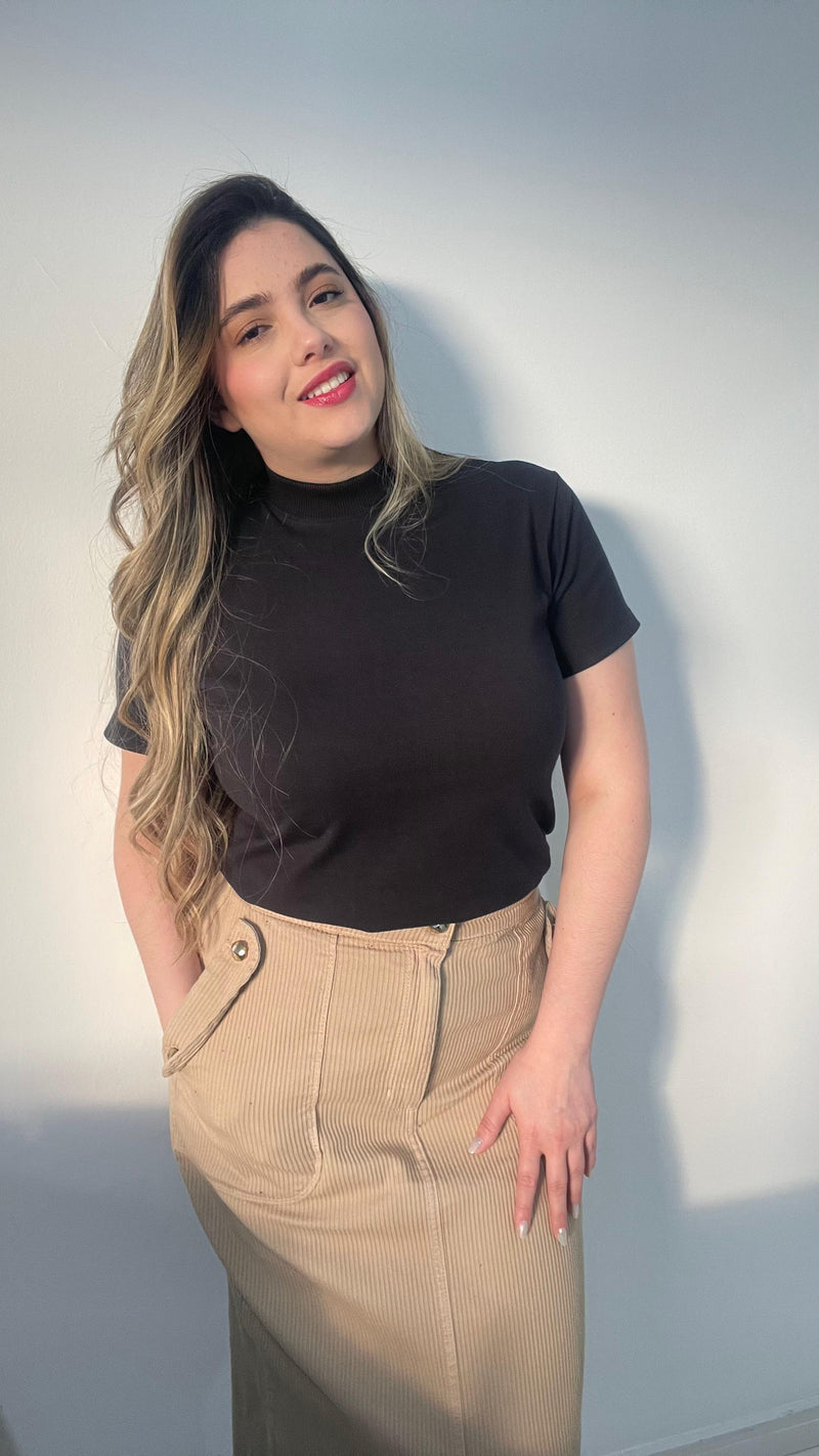 Camiseta gola alta Preto