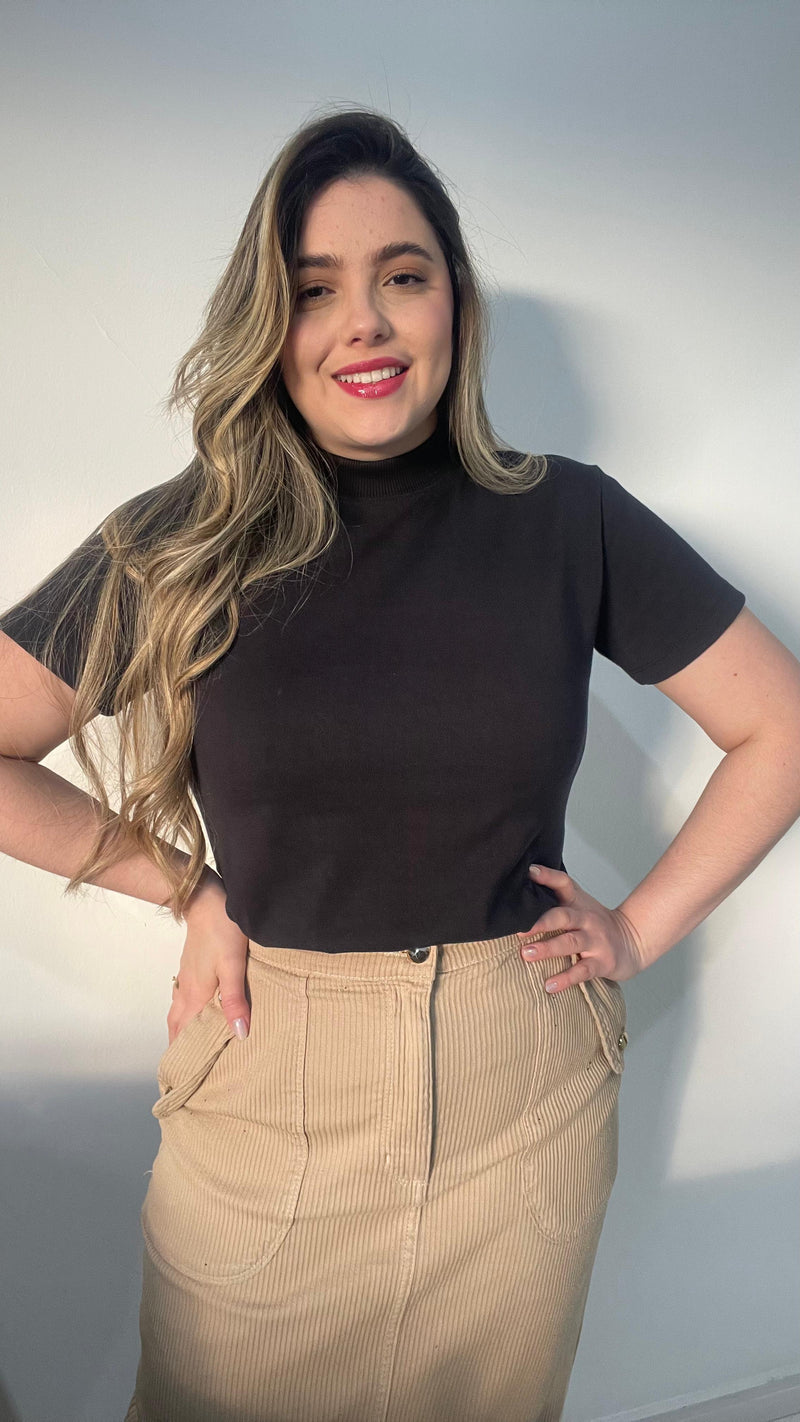 Camiseta gola alta Preto