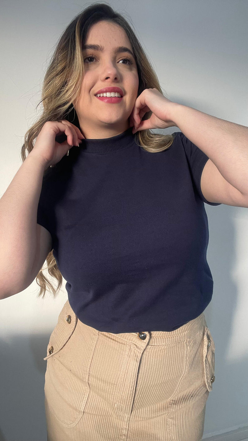 Camiseta gola alta Azul escuro