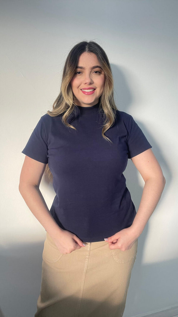 Camiseta gola alta Azul escuro