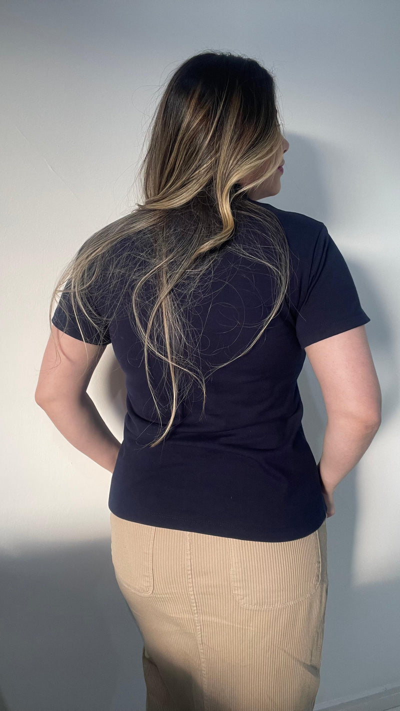 Camiseta gola alta Azul escuro