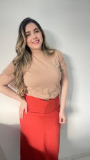 Camiseta gola alta Bege