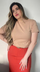 Camiseta gola alta Bege