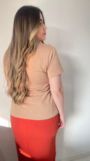 Camiseta gola alta Bege