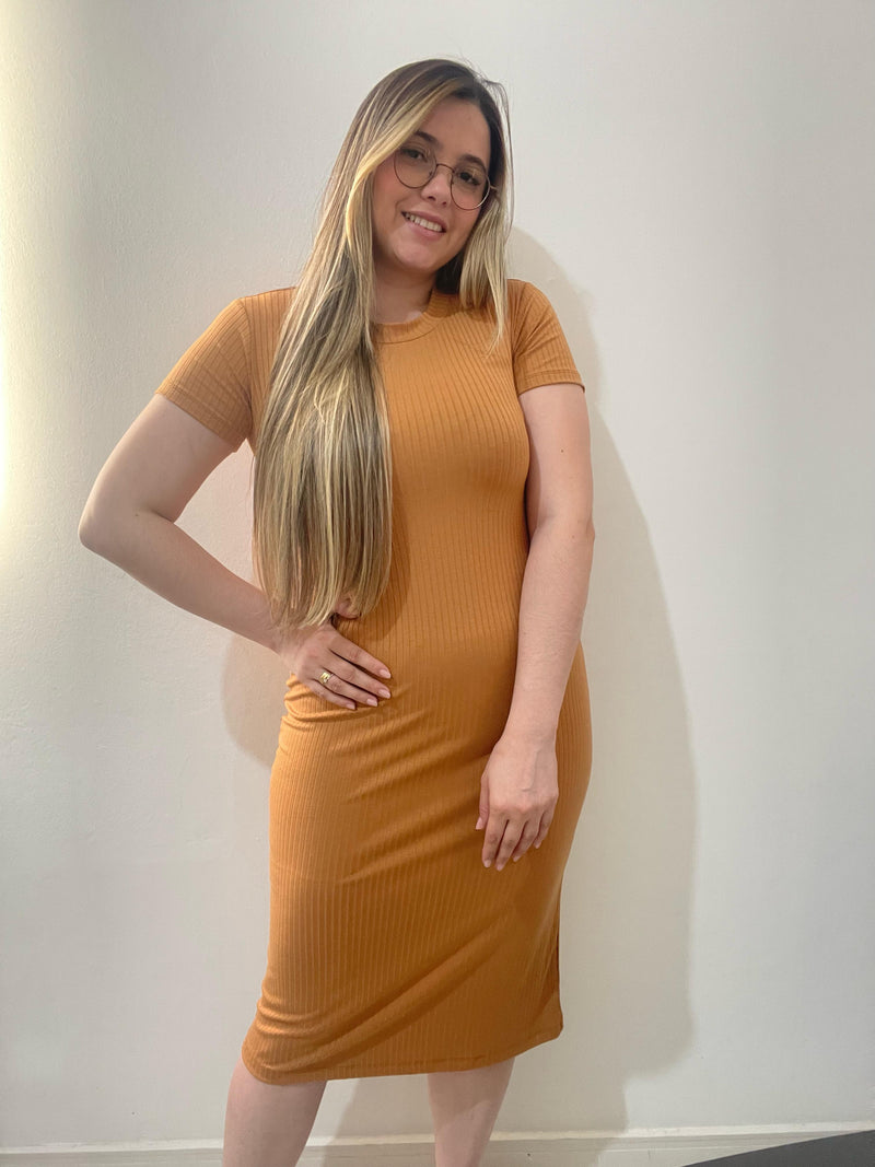 Vestido Longo Caramelo Casual – Básico Chic