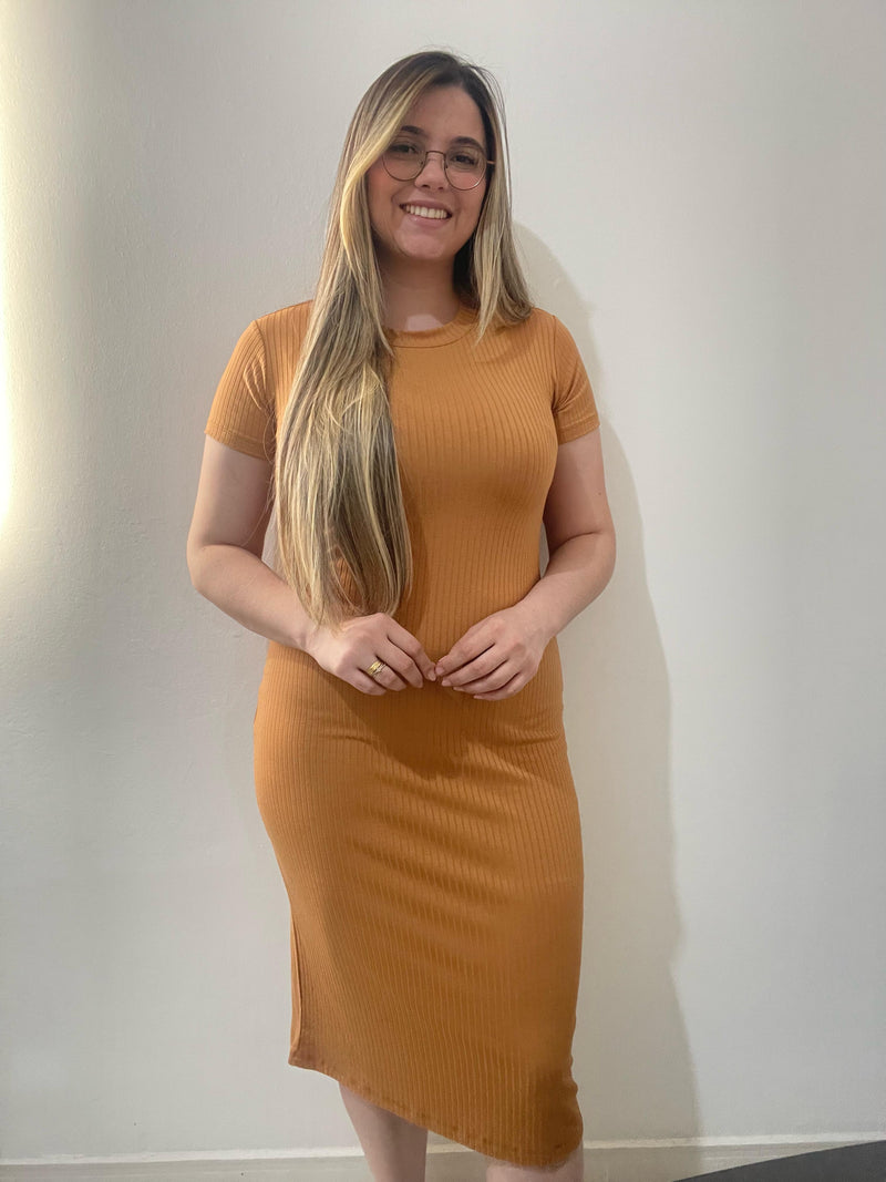 Vestido Longo Caramelo Casual – Básico Chic
